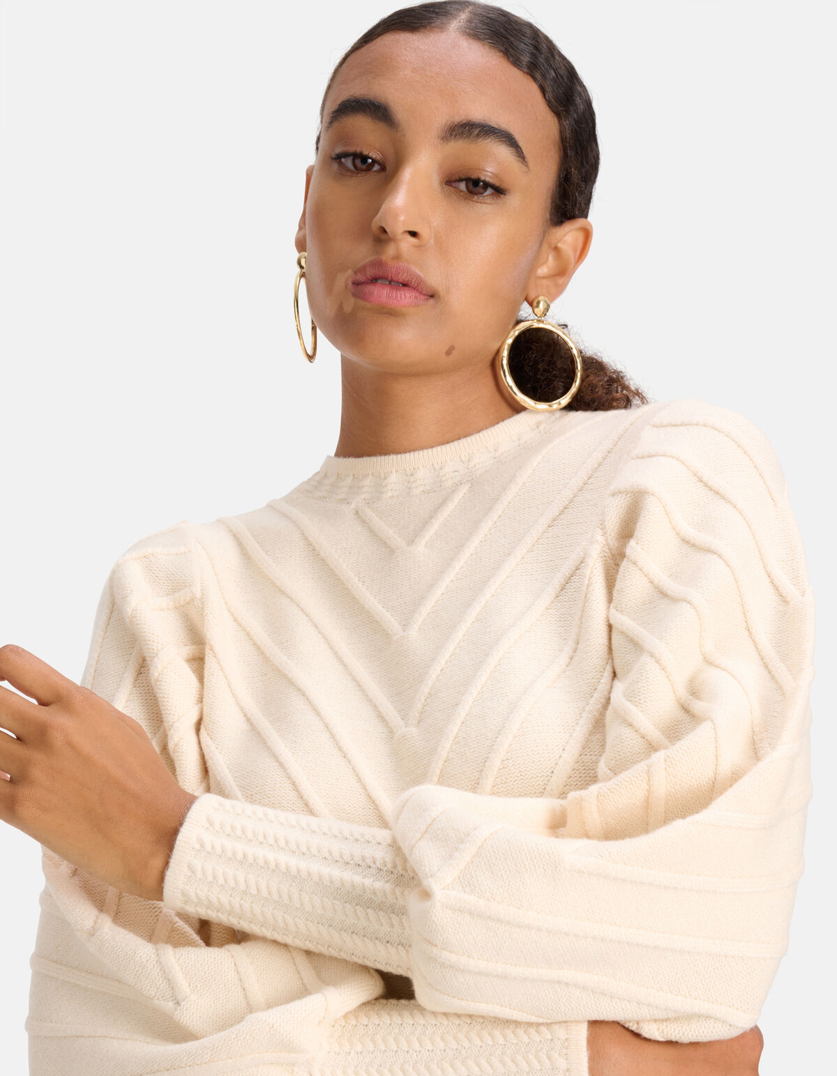 Diagonaler Pullover Off White SHOEBY WOMEN