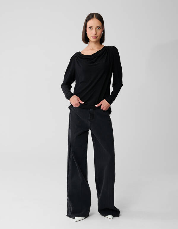 Glitzer-Drapiertes Top Schwarz SHOEBY WOMEN