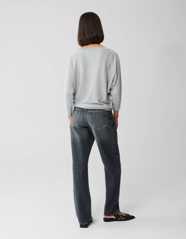 Glitzer Fledermausärmel Pullover Hellgrau SHOEBY WOMEN