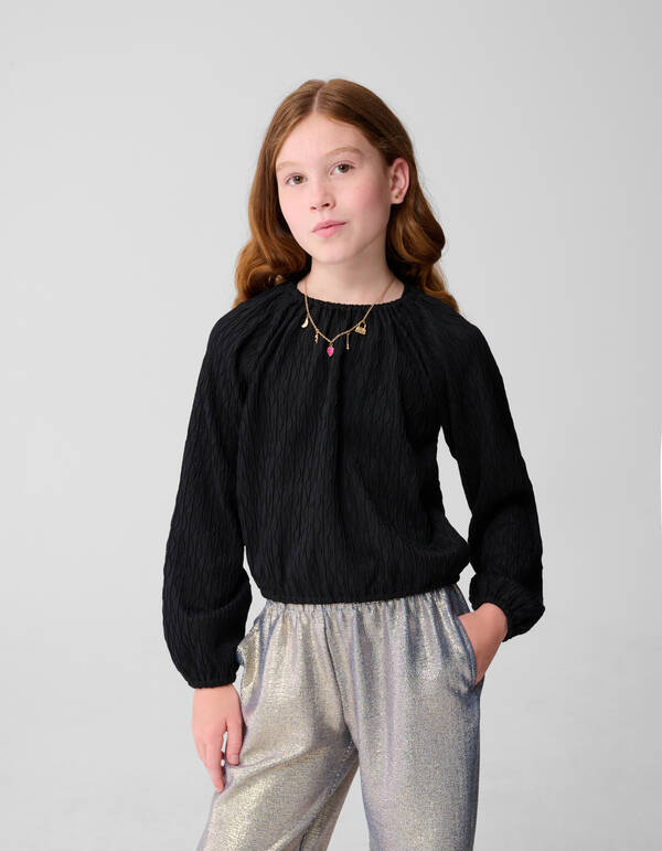 Wavy Struktur Top Schwarz SHOEBY GIRLS