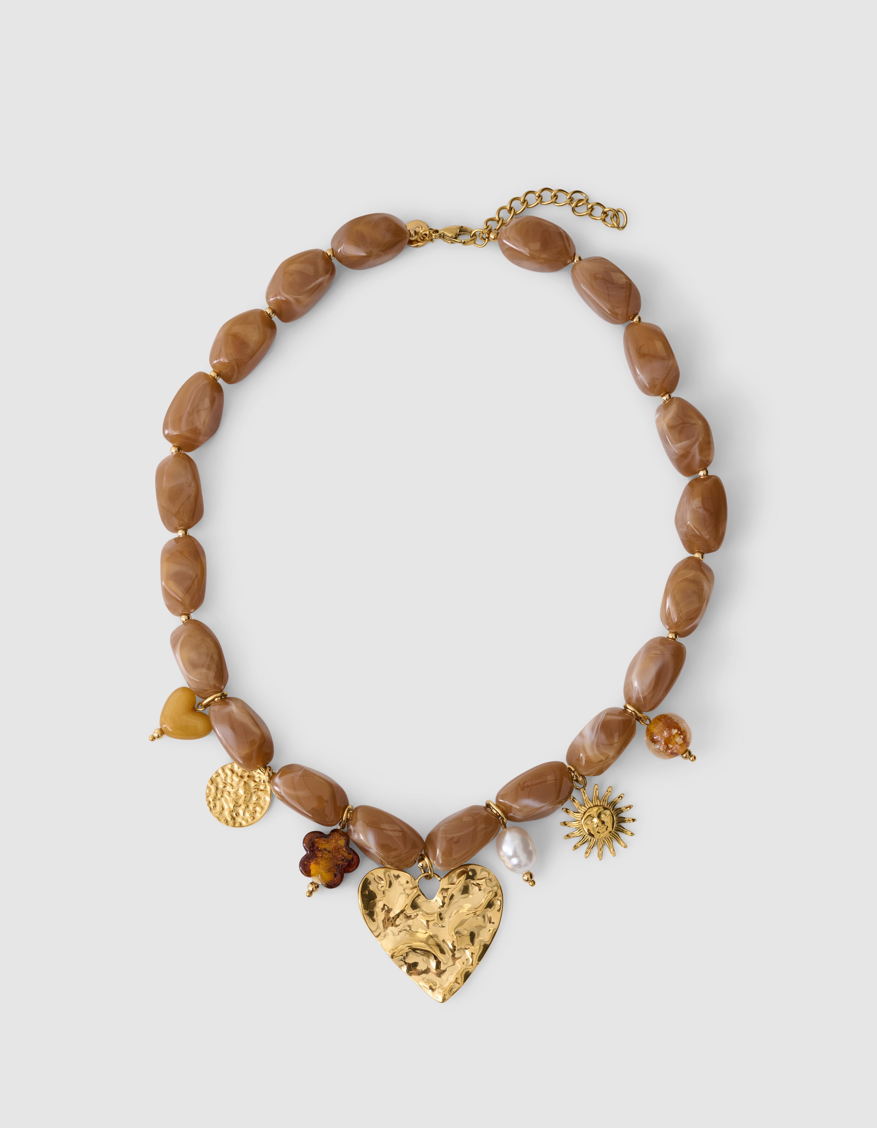 Beaded Charm Halskette Braun SHOEBY ACCESSOIRES