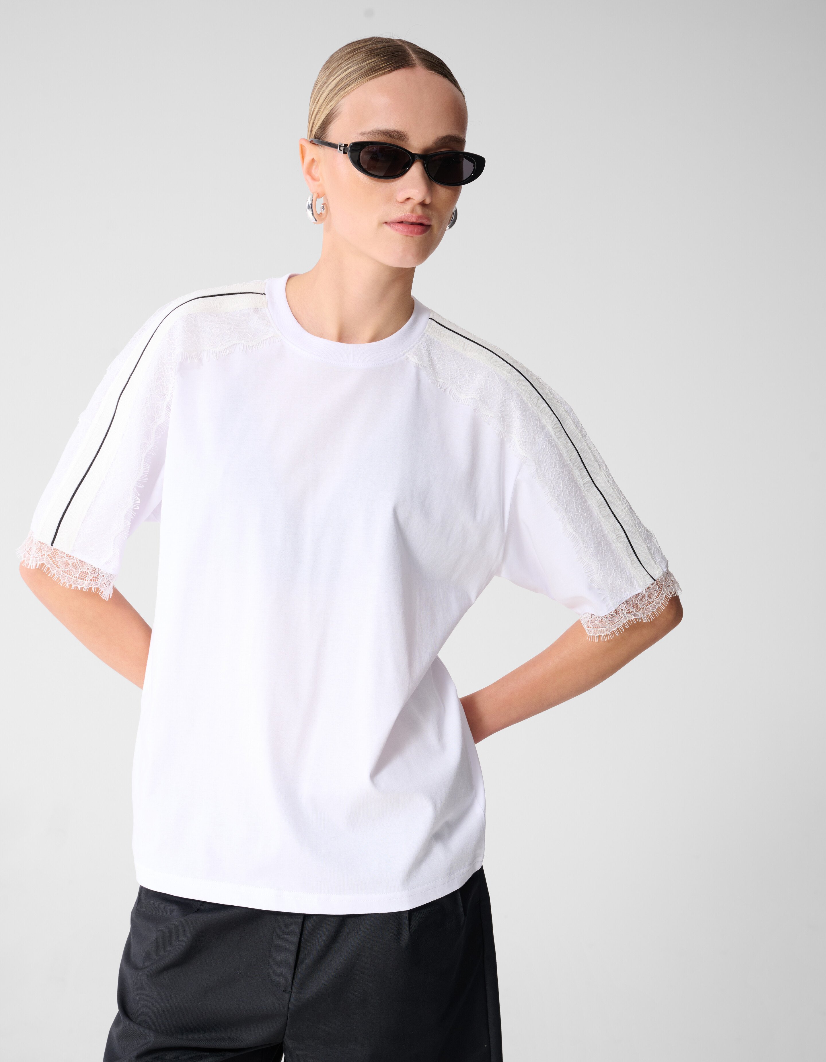 Kanten T-Shirt Wei&szlig; SHOEBY WOMEN