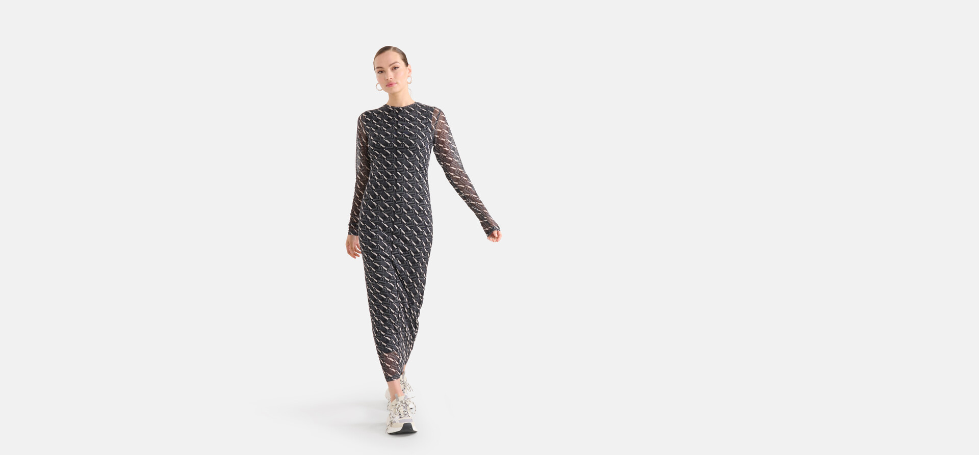Mesh Jurk Zwart/Wit SHOEBY WOMEN