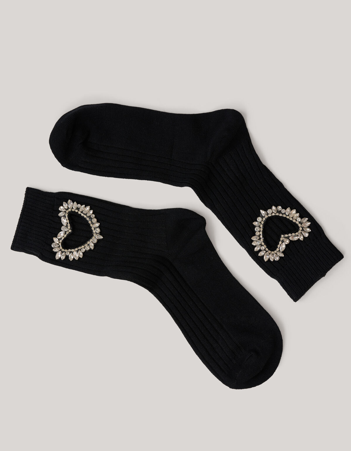 Strass Herz Socken Schwarz SHOEBY ACCESSOIRES