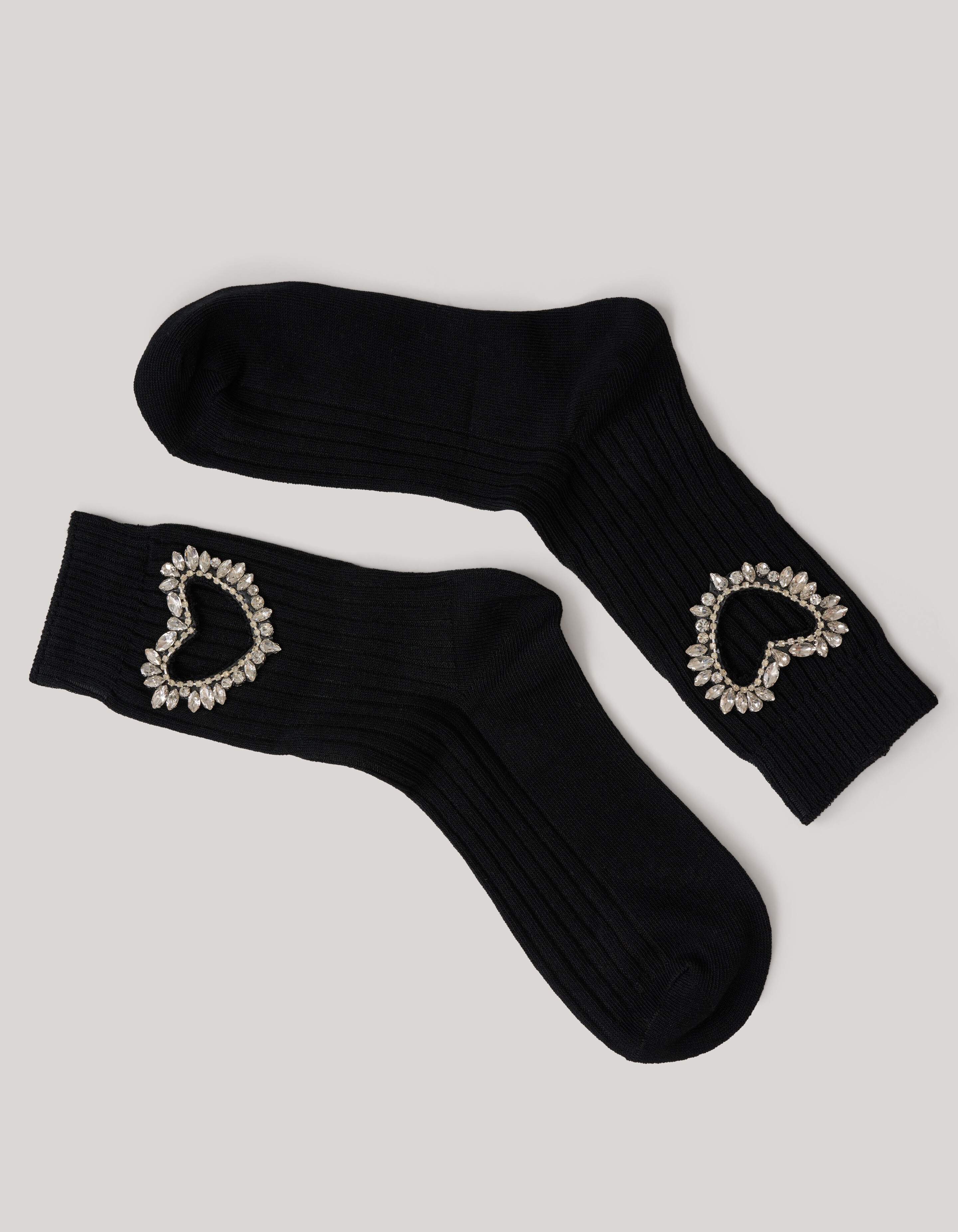 Strass Herz Socken Schwarz SHOEBY ACCESSOIRES