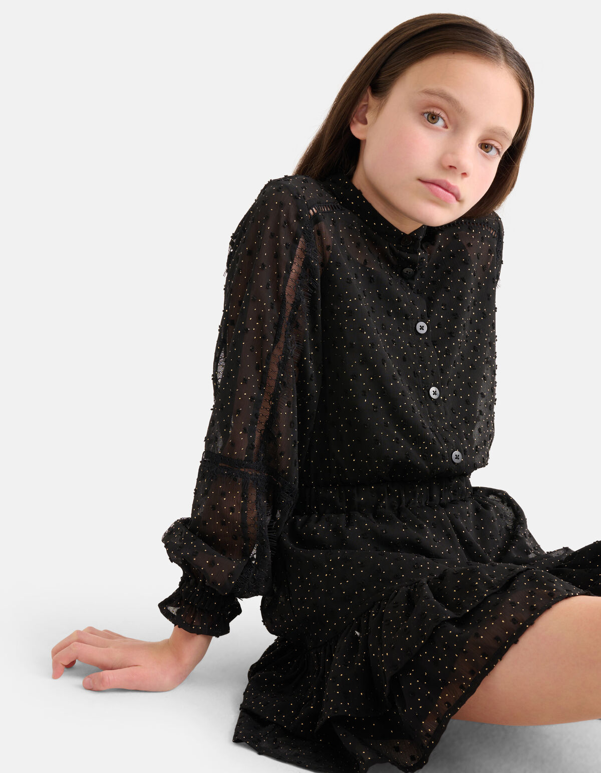 Chiffonkleid mit Tupfen Schwarz SHOEBY GIRLS