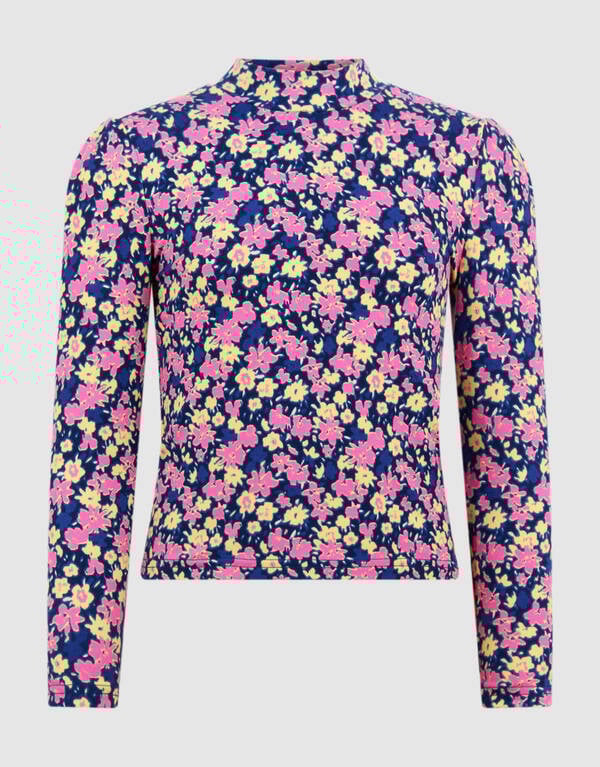 Langarmshirt mit Blumenmuster, dunkelblau/rosa SHOEBY GIRLS