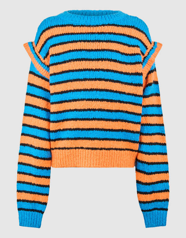 Rüschestreifen Pullover Blau/Orange SHOEBY GIRLS