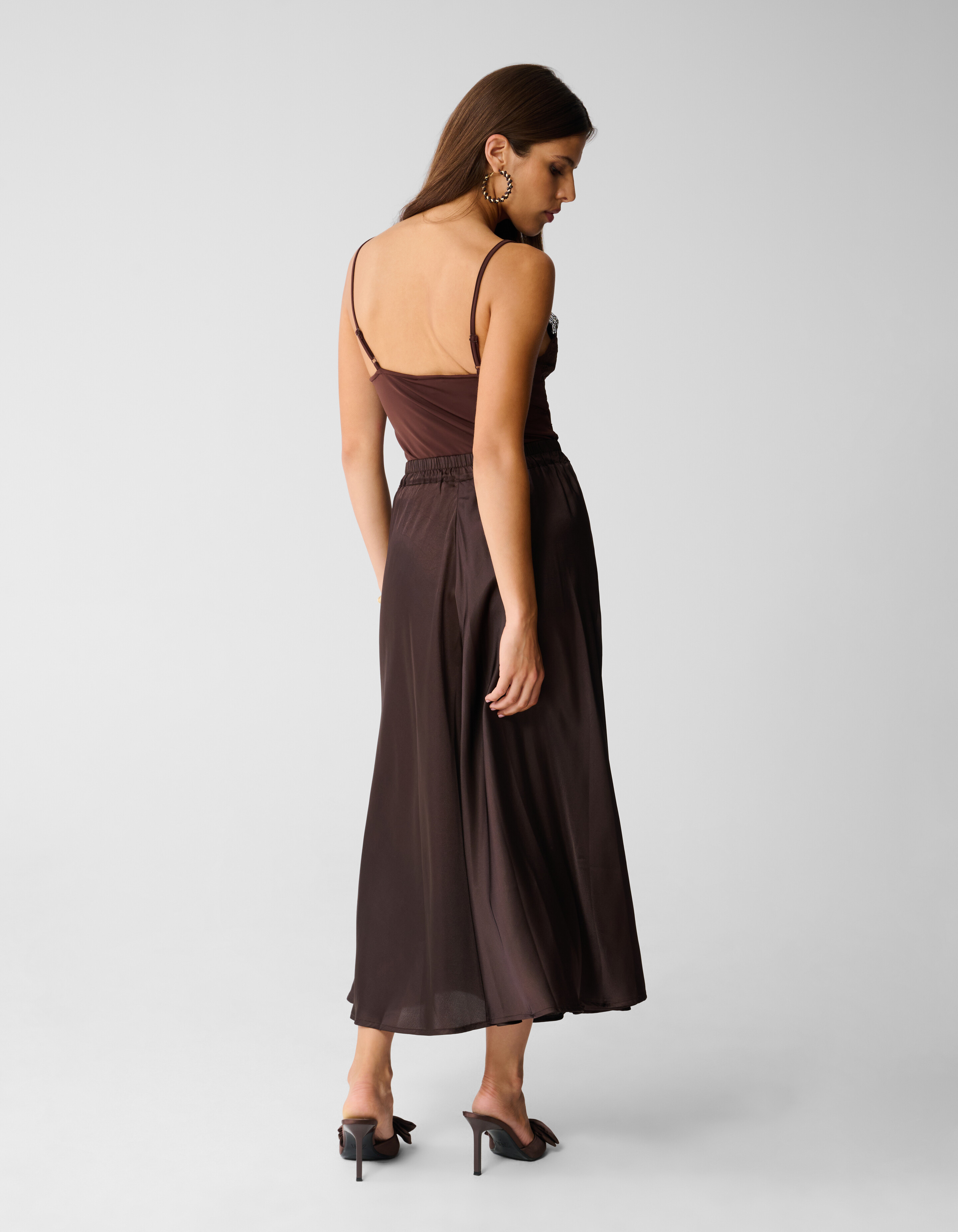 Satin Maxi Rock Dunkelbraun SHOEBY WOMEN