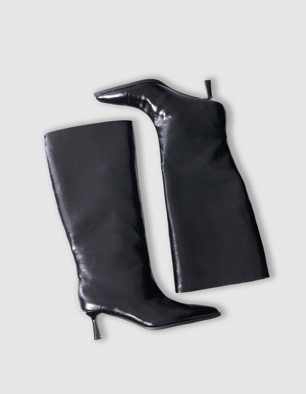 Schwarze, hohe Gl&auml;nzende Stiefel SHOEBY SHOES