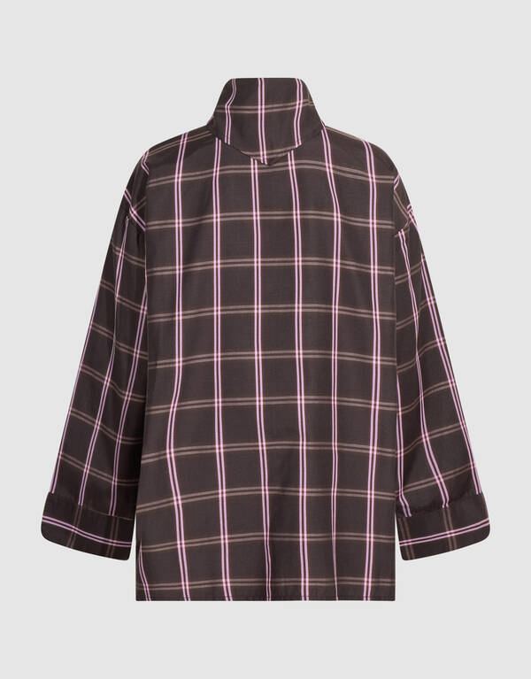 Relaxed Karierte Scarf Bluse Dunkelbraun SHOEBY GIRLS