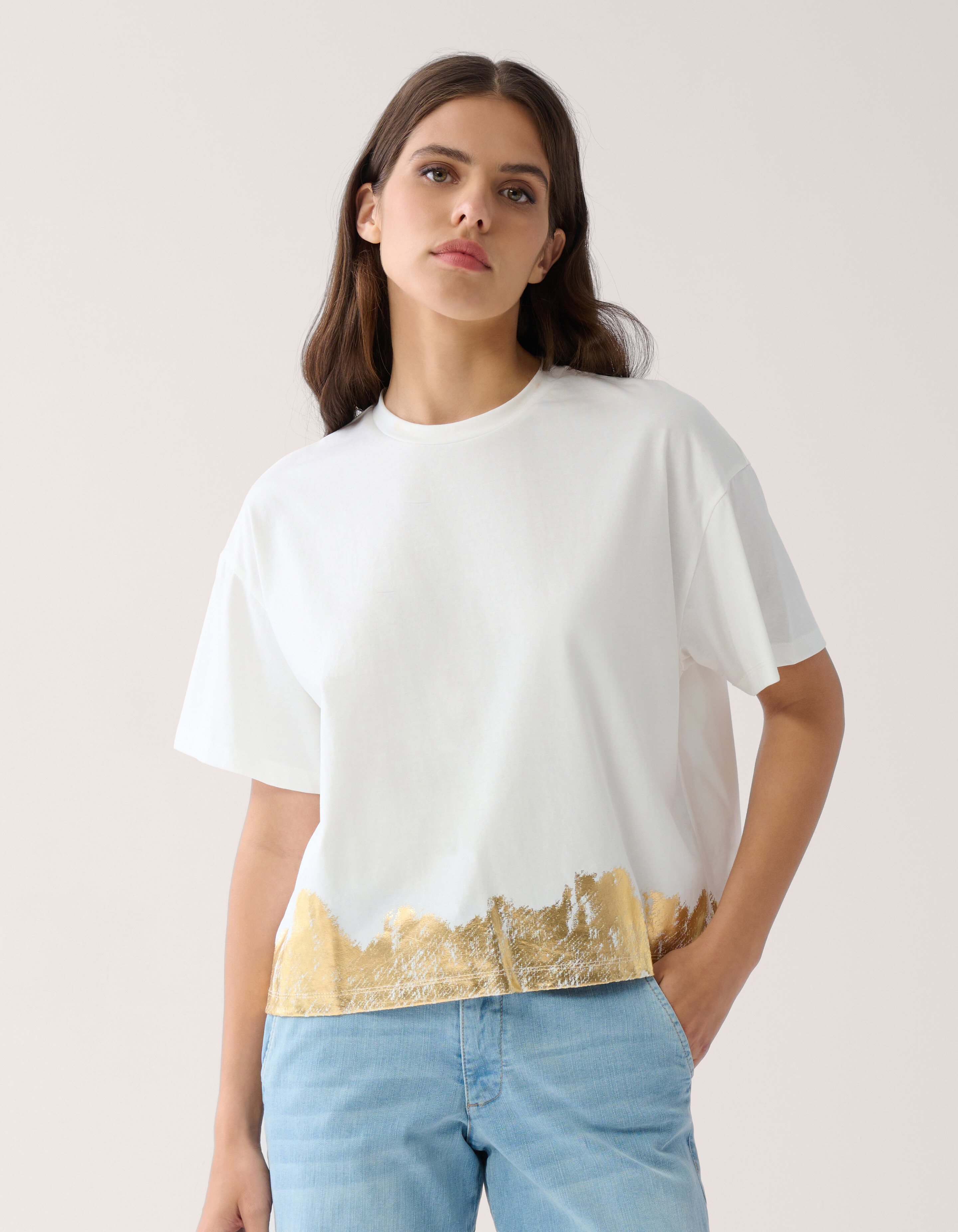 Gold-Detail-T-Shirt Broken White von Mieke SHOEBY WOMEN