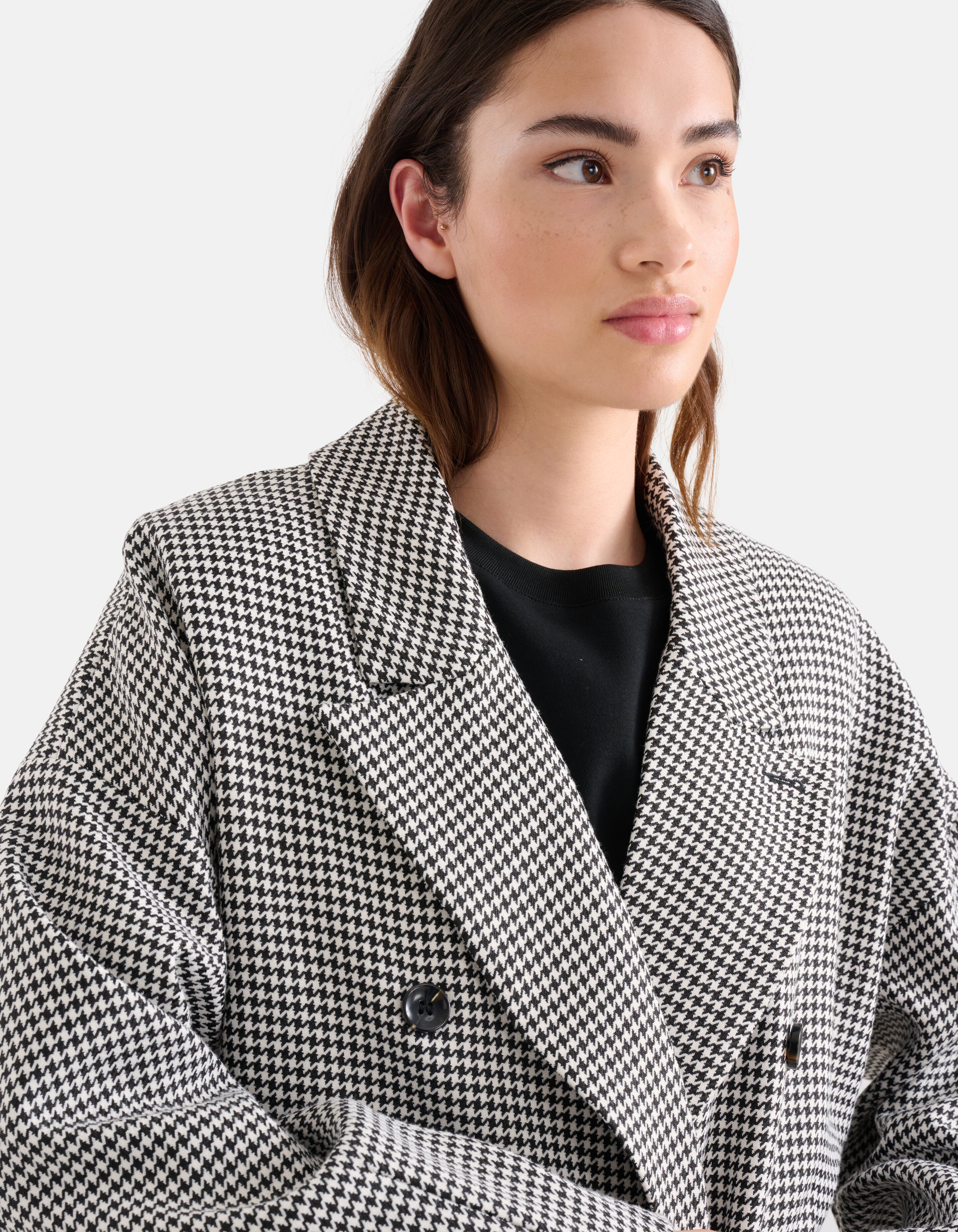 Pied-De-Poule Blazer Schwarz/Weiß SHOEBY WOMEN
