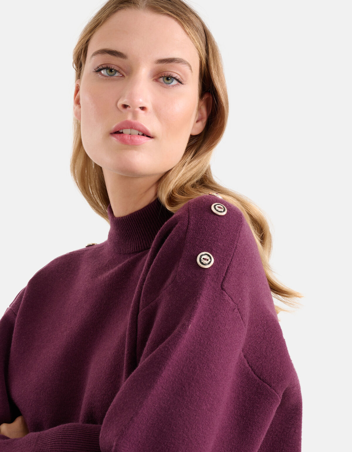 Strickpullover mit Knöpfen Dunkelrot SHOEBY WOMEN