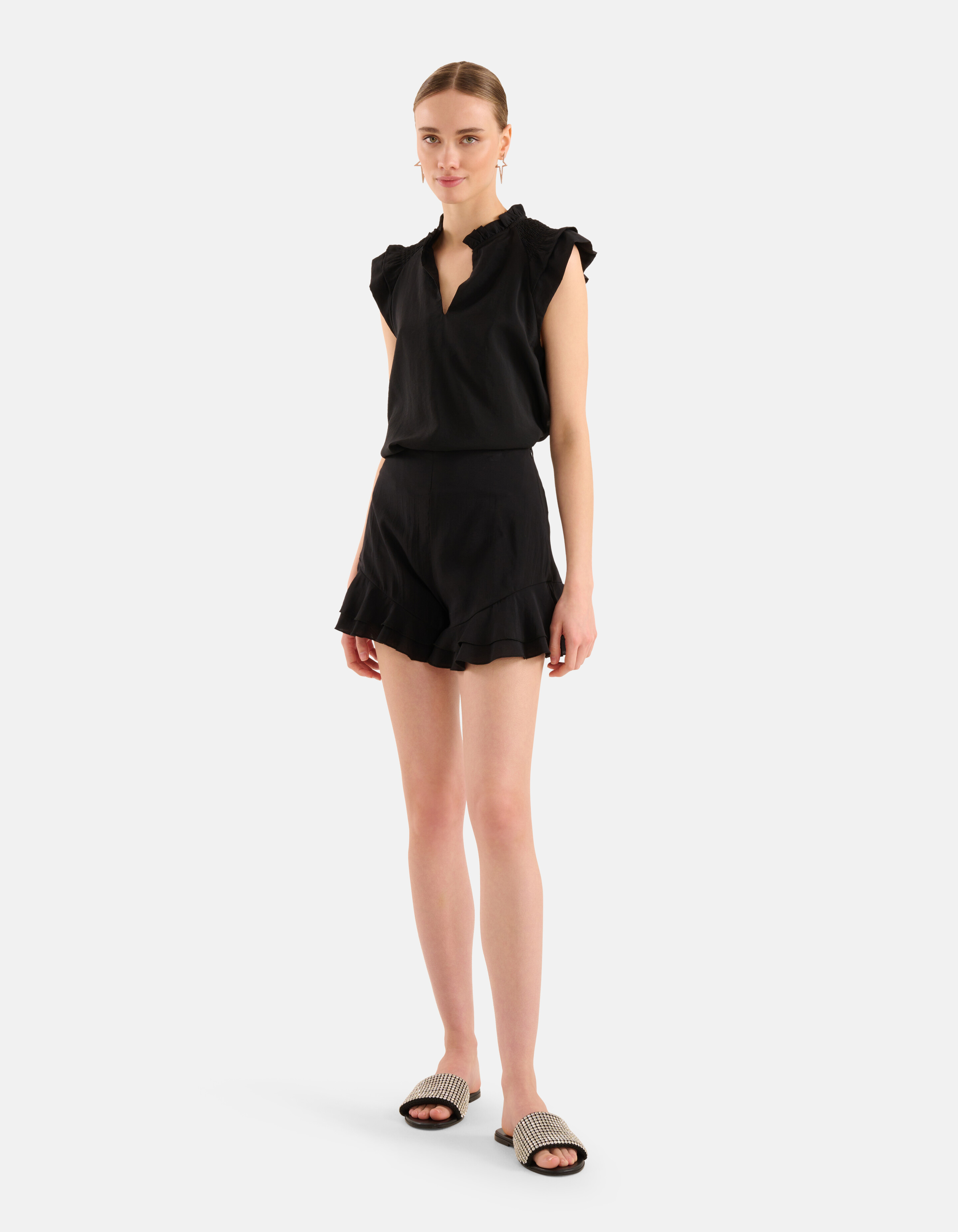 Rüschen-Top Schwarz SHOEBY WOMEN
