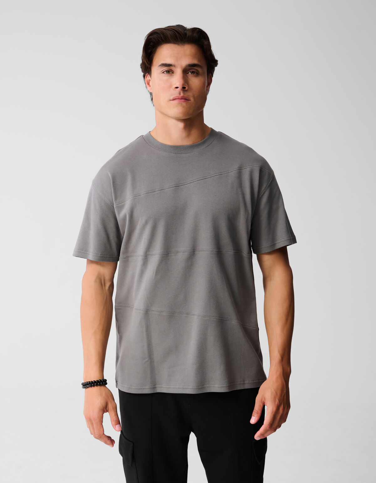 Mixed Lines Kunstwerk T-Shirt Dunkelgrün SHOEBY MEN