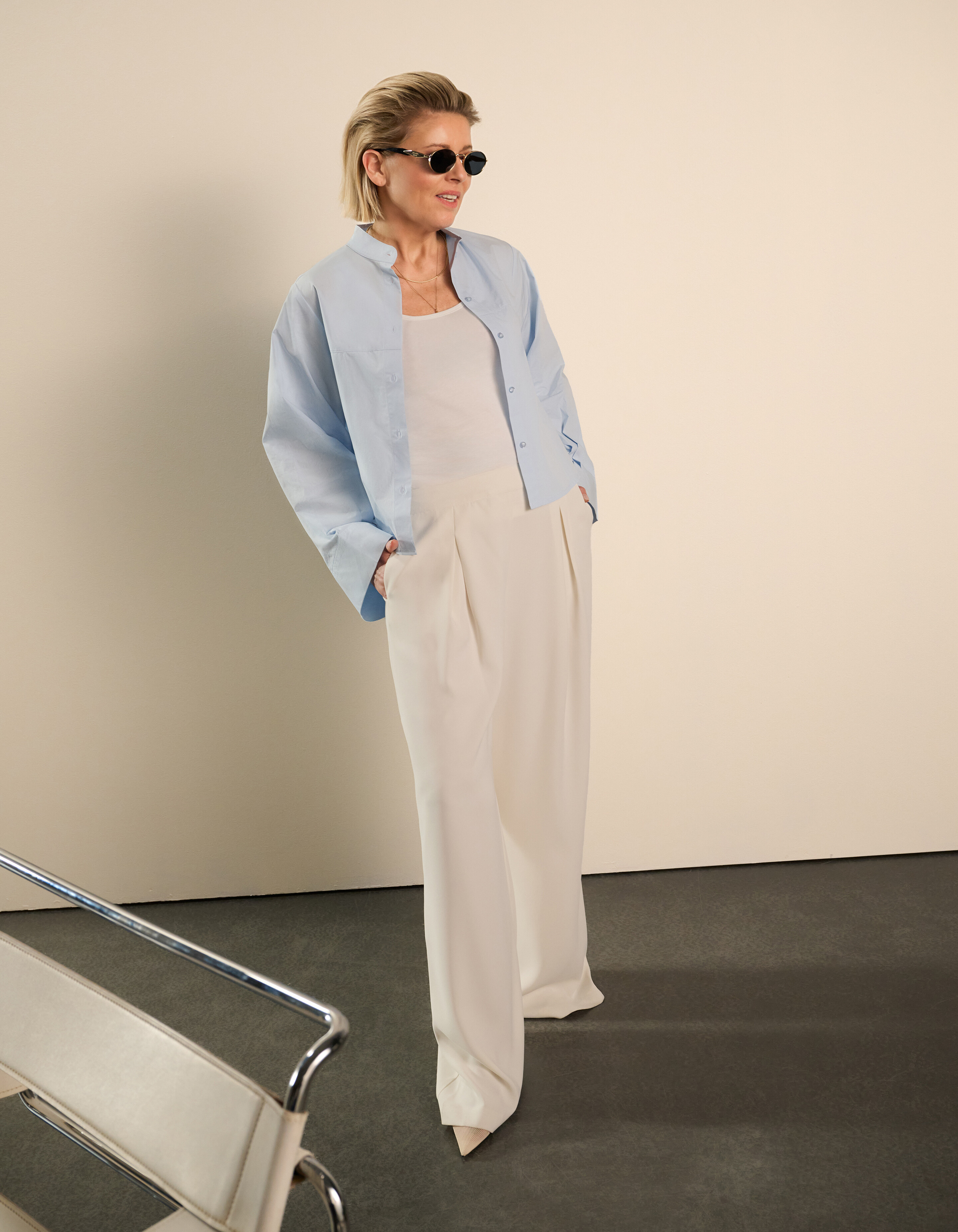 Krepphose mit weitem Bein Off White By Lonneke SHOEBY WOMEN