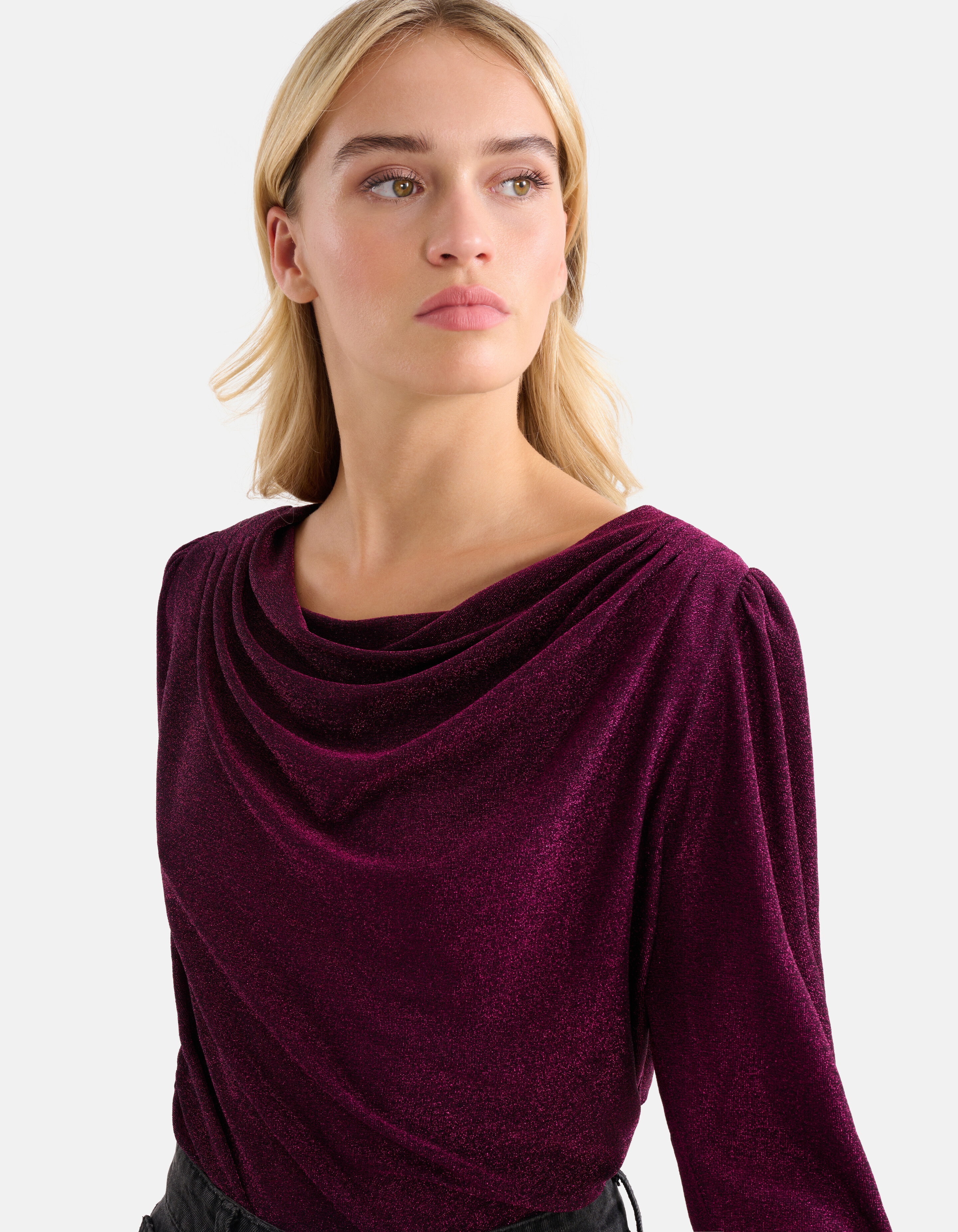 Drapiertes Glitzer-Top Schwarz SHOEBY WOMEN