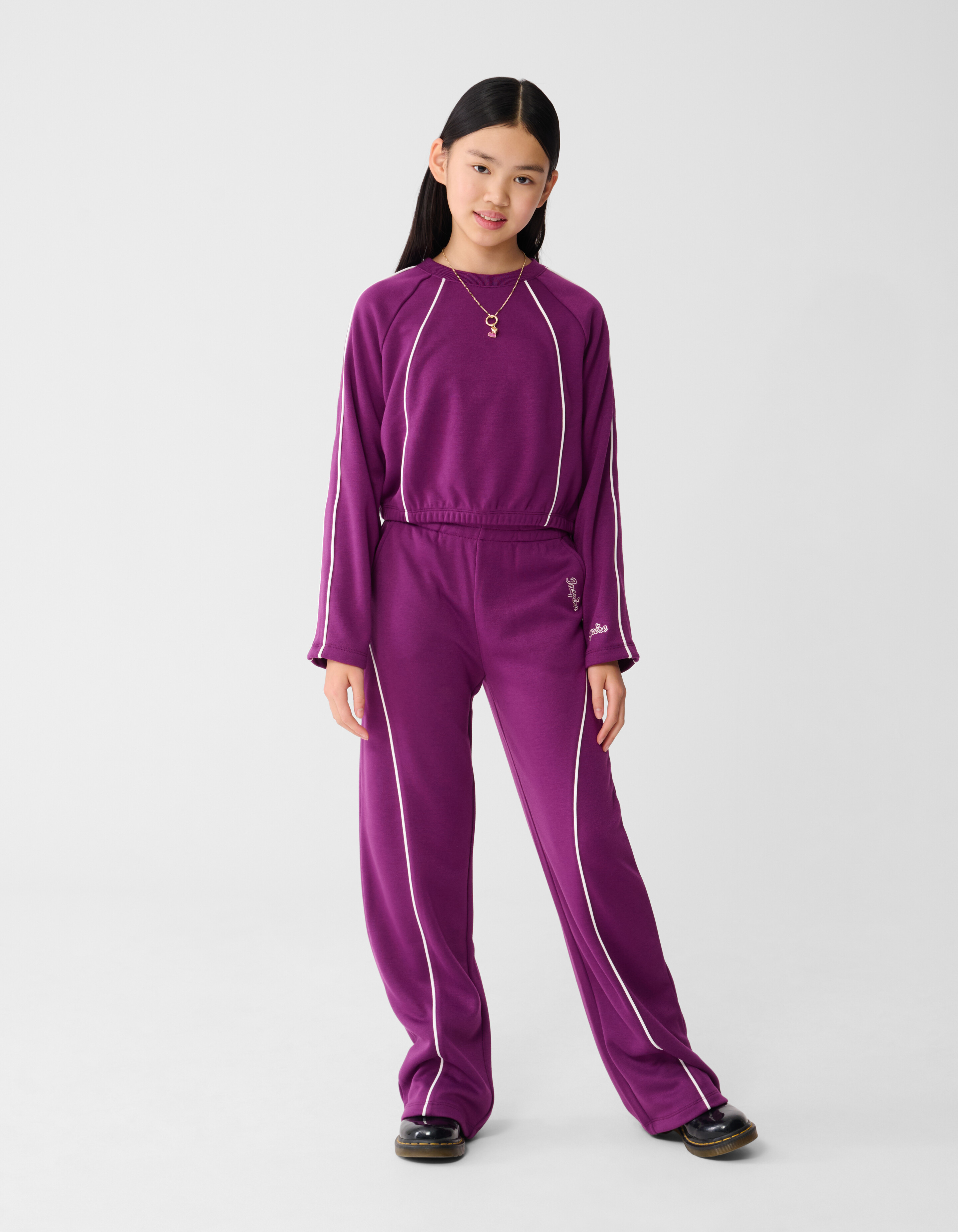 Piping Weitbein-Hose Lila SHOEBY GIRLS