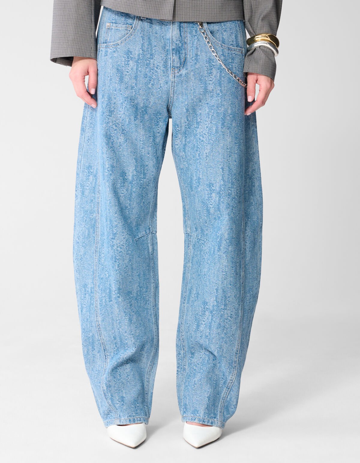 Jacquard Barrel Fit Jeans Blau SHOEBY WOMEN