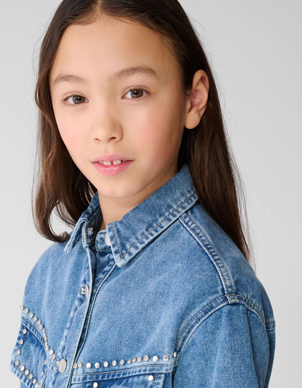 Denim Nieten Bluse Blau SHOEBY GIRLS