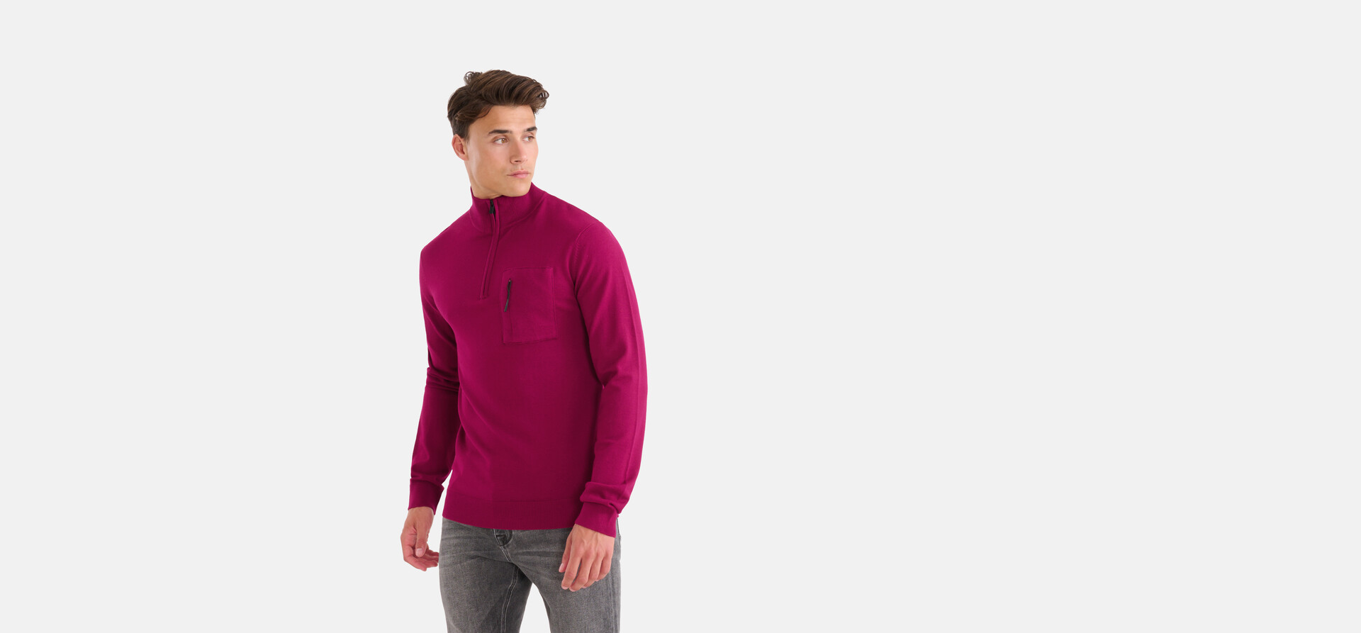 Rollkragenpullover mit Reißverschluss Bordeaux SHOEBY MEN