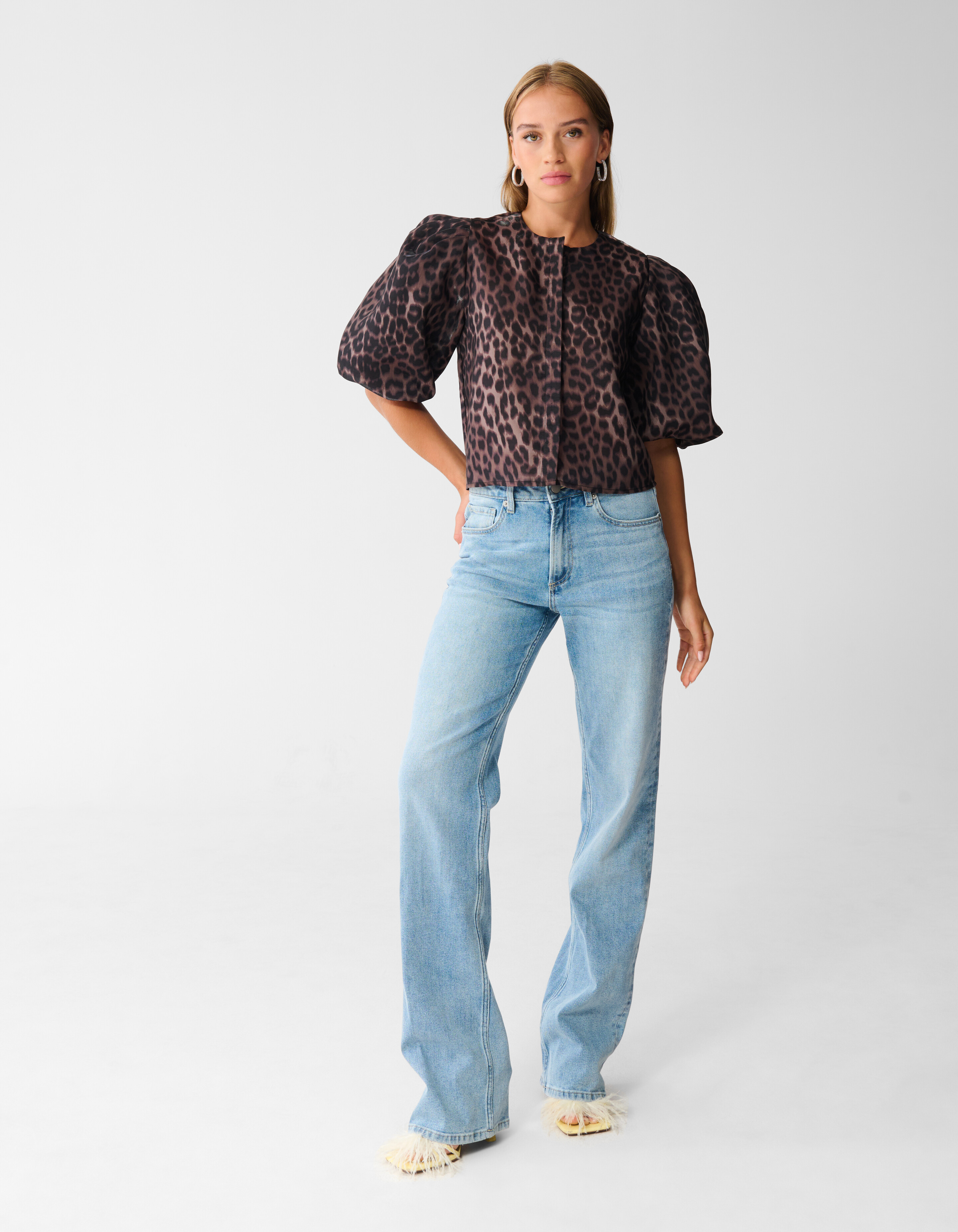 Puff Leopard Bluse Dunkelbraun SHOEBY WOMEN