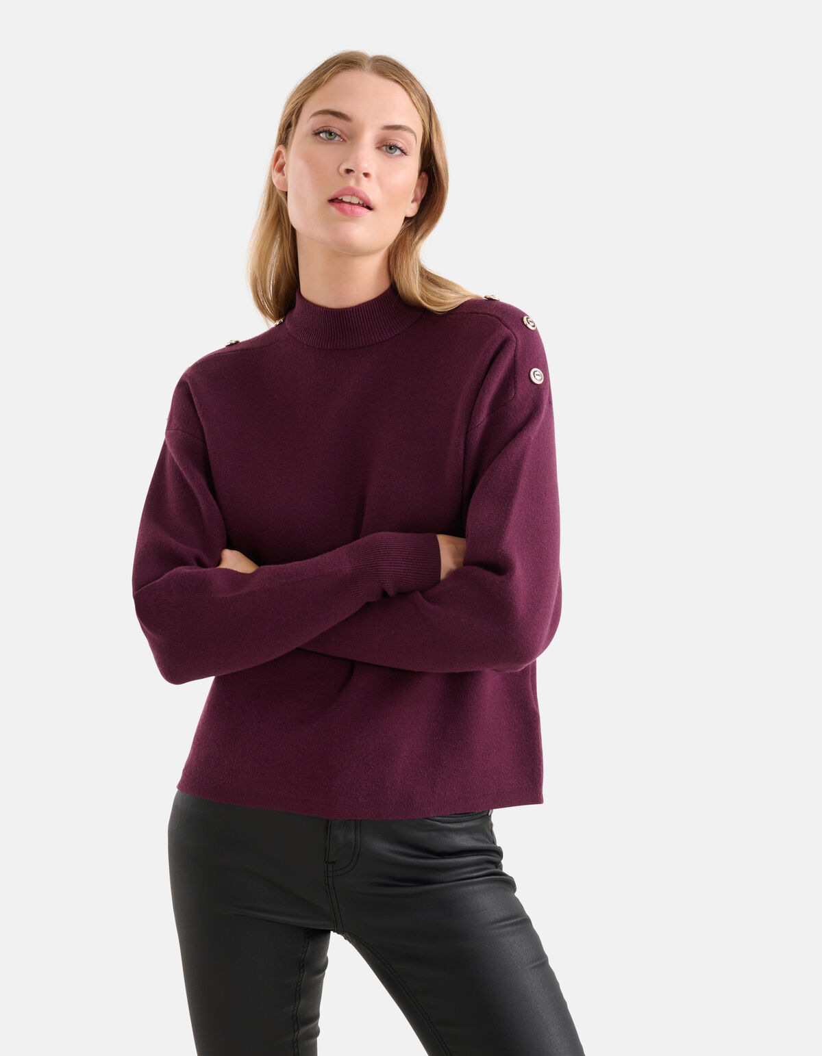 Strickpullover mit Knöpfen Dunkelrot SHOEBY WOMEN