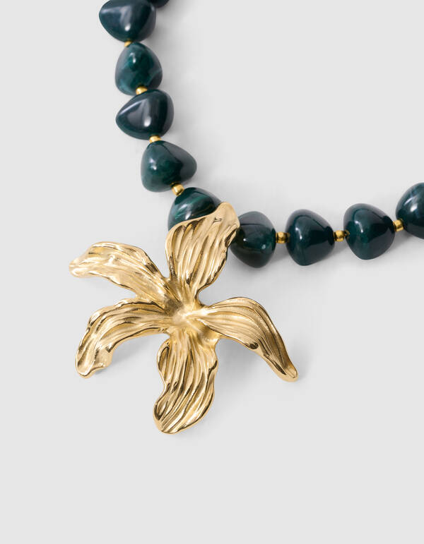 Blumen-Halskette Dunkelgr&uuml;n SHOEBY ACCESSOIRES