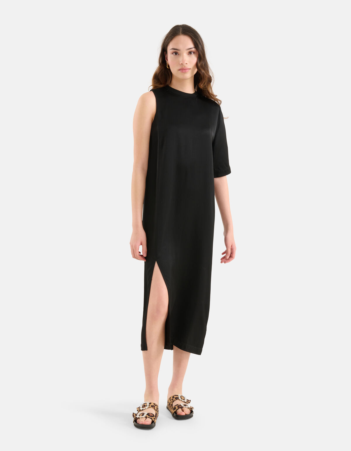 Satin T-Shirt Kleid Schwarz SHOEBY WOMEN