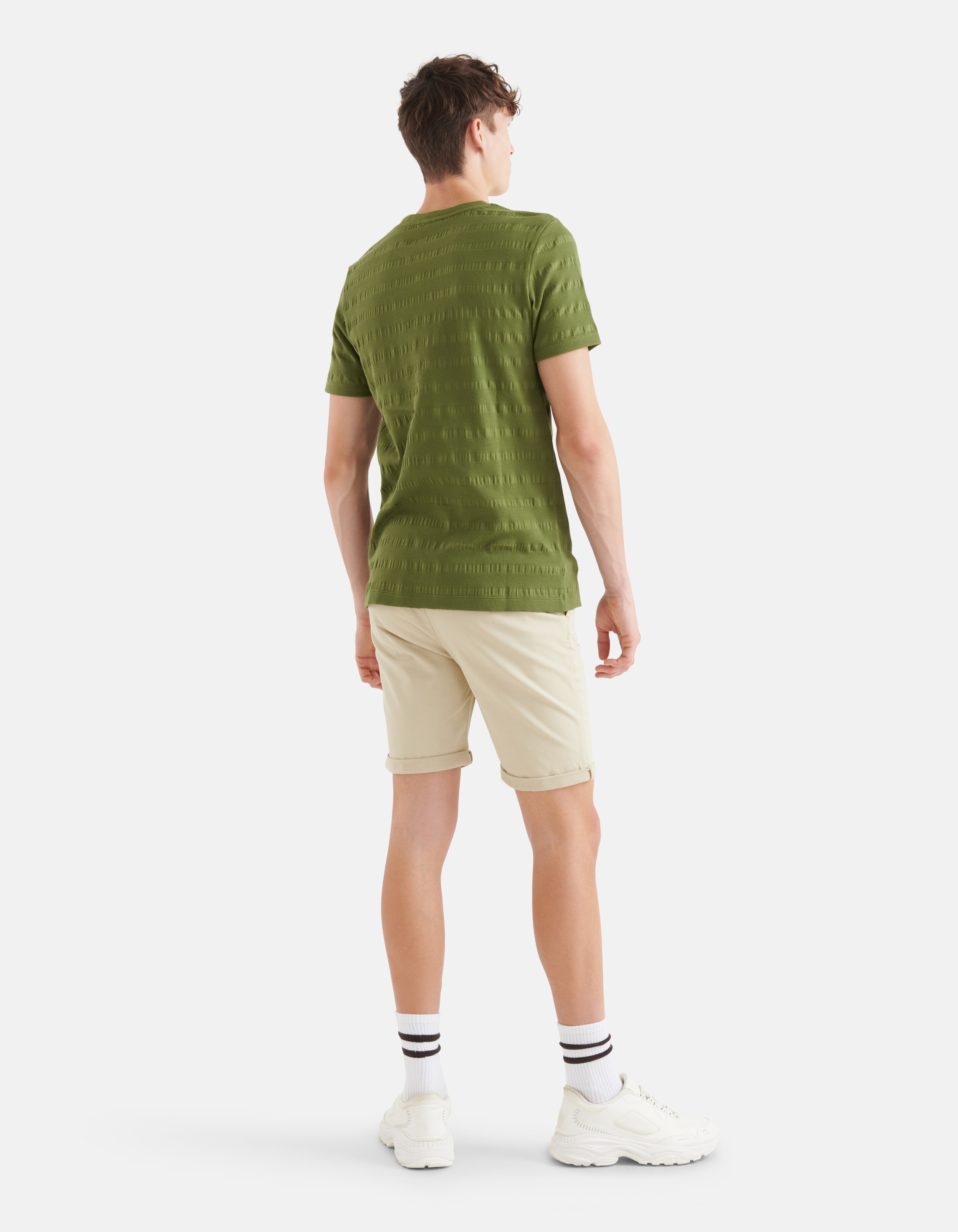 Crinkle-T-Shirt Dunkelgrün SHOEBY MEN