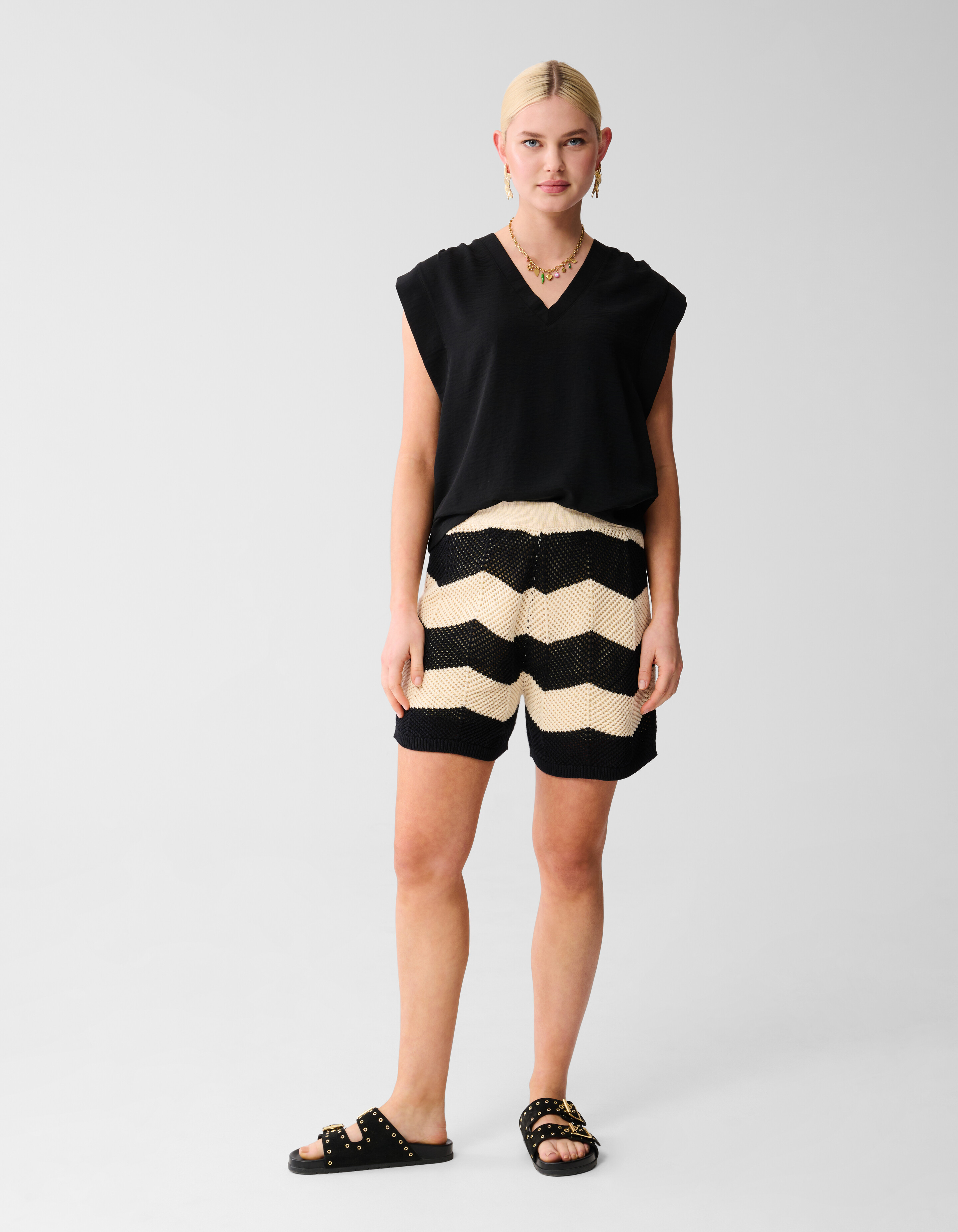 Multi Crochet Short Schwarz/Weiß SHOEBY WOMEN