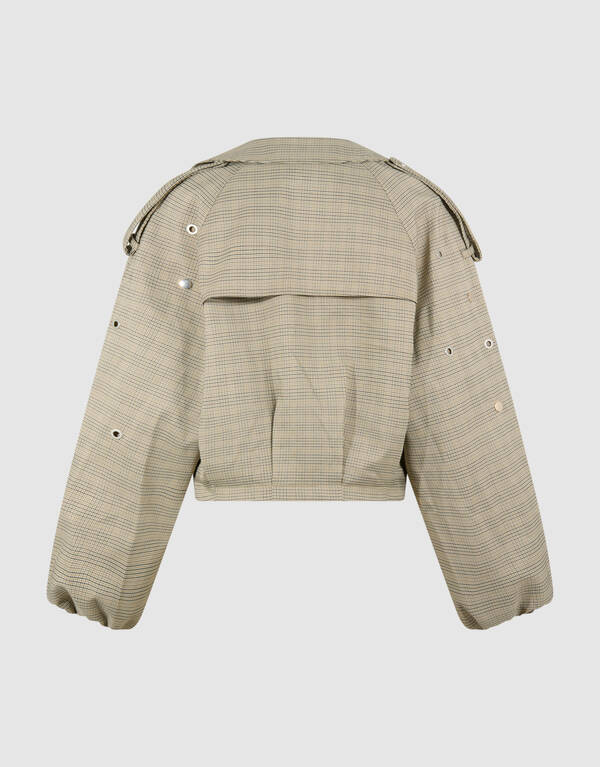 Karierte Trenchjacke mit Nieten Hellbraun SHOEBY WOMEN