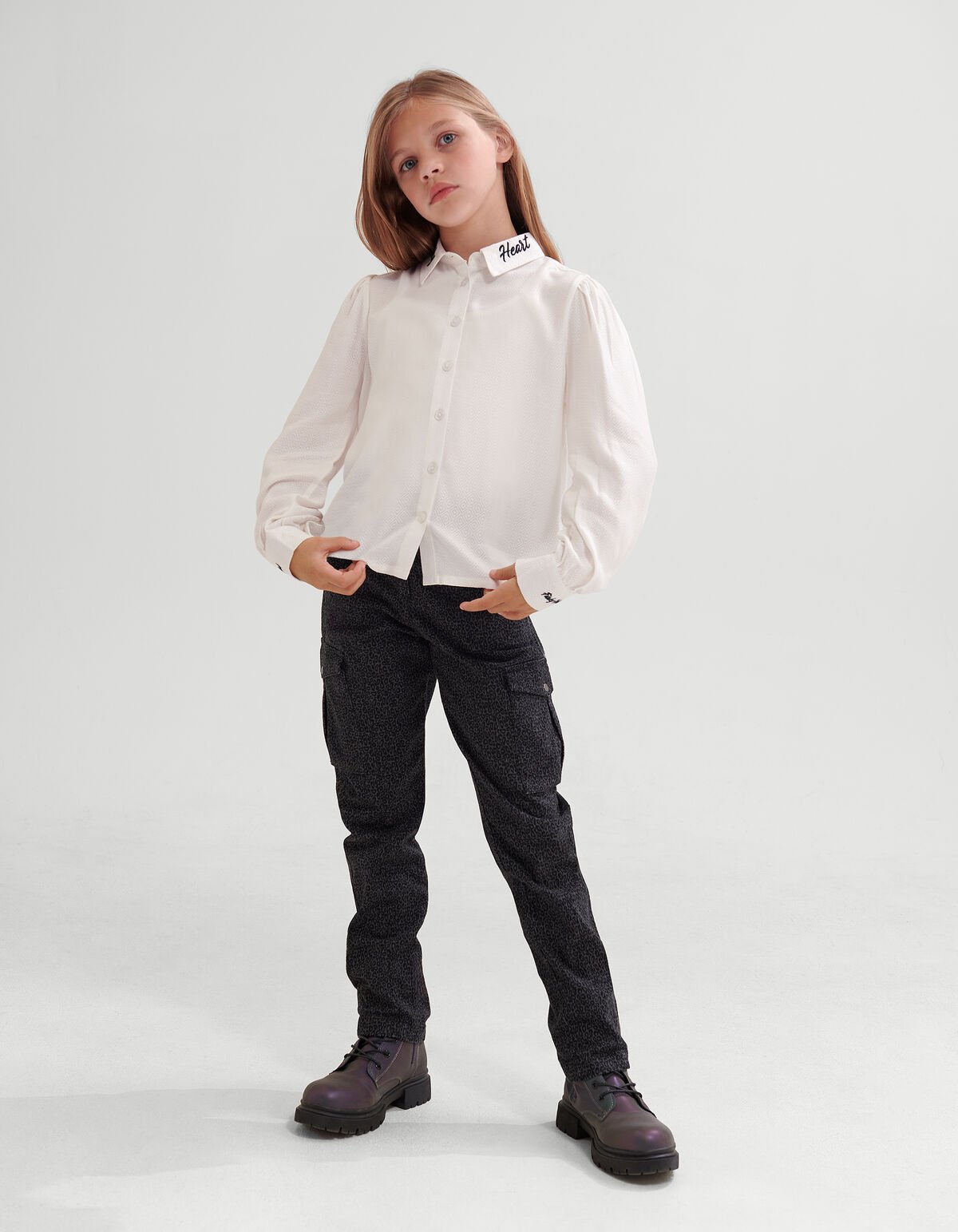 Cargo-Hose mit Leopardenmuster Dunkelgrau SHOEBY GIRLS