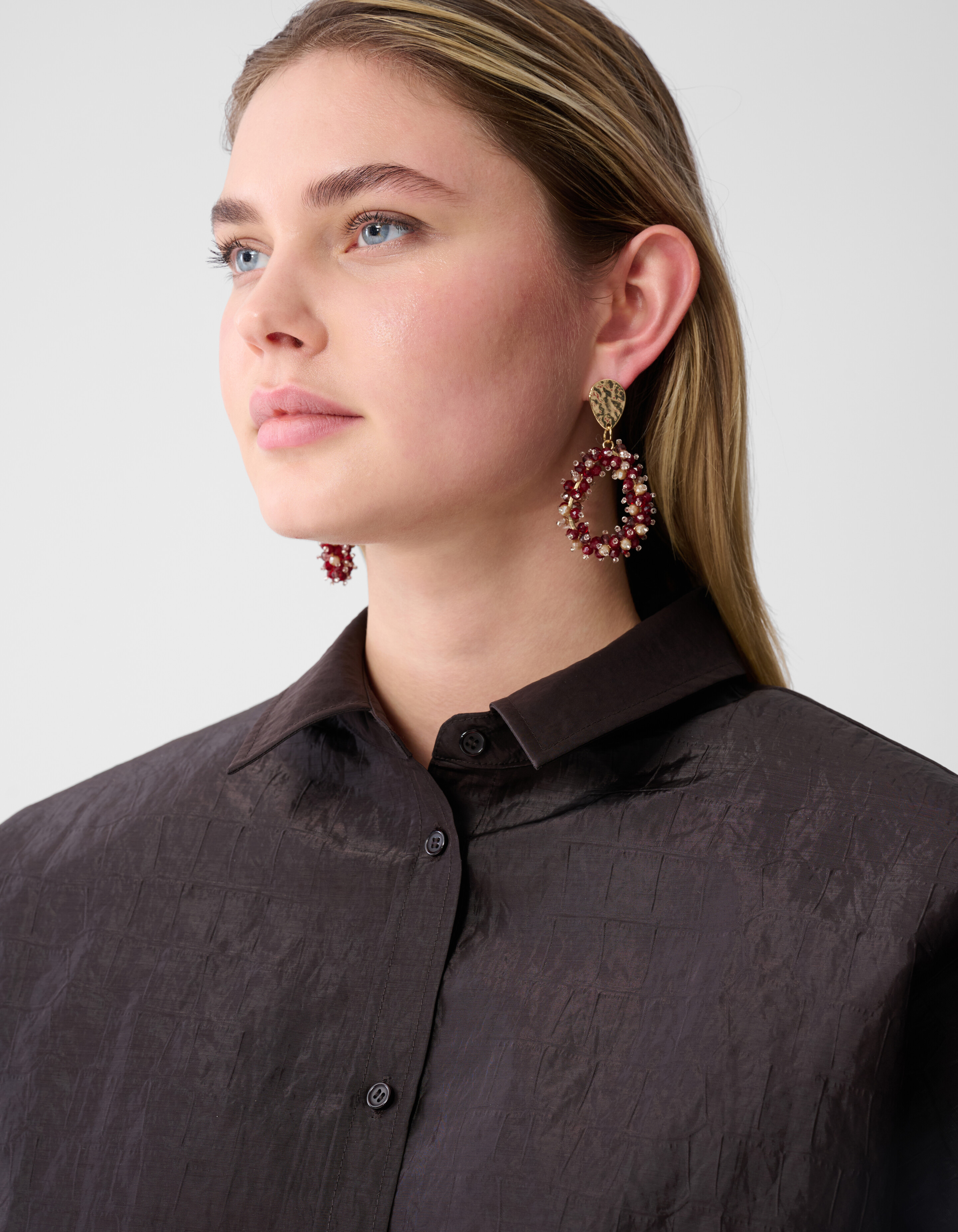 Perlen-Tropfenohrringe Dunkelrot SHOEBY ACCESSOIRES