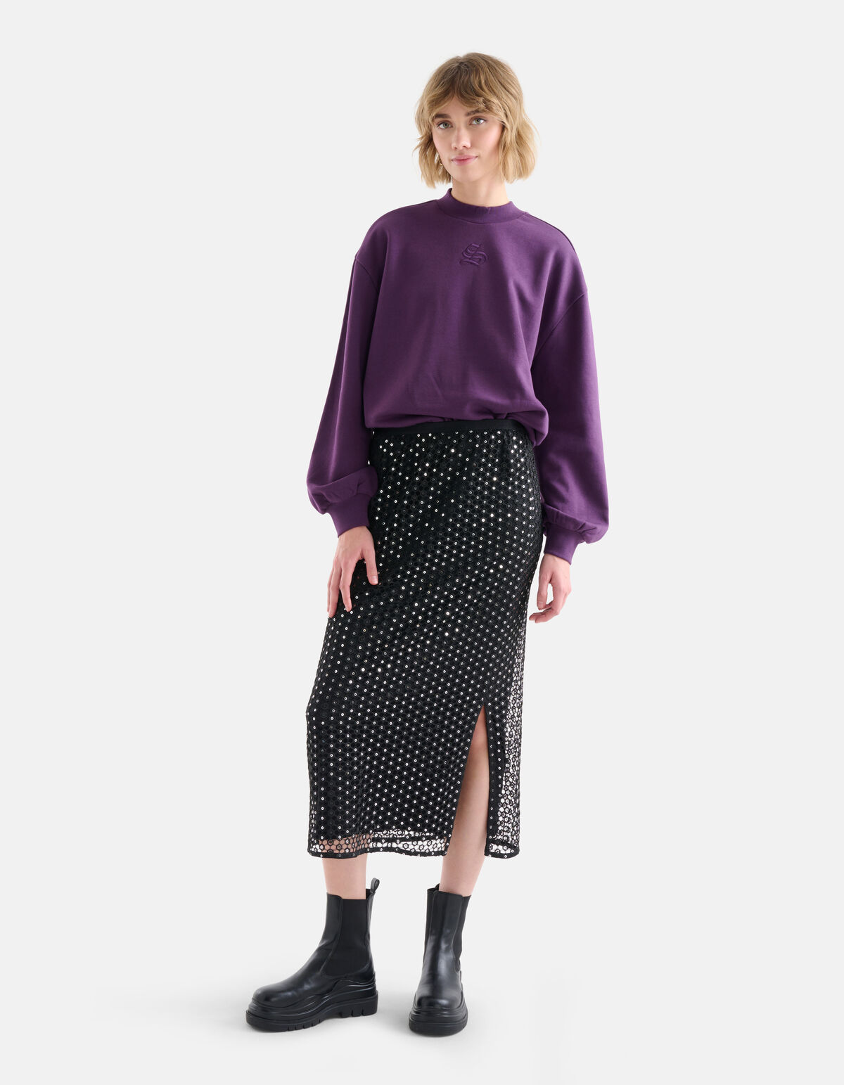 Spitzenrock mit Glitzer Schwarz SHOEBY WOMEN