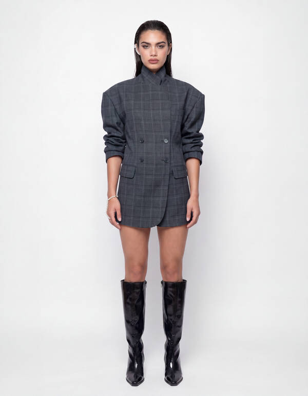 Kariertes Blazer-Kleid Dunkelgrau SHOEBY WOMEN