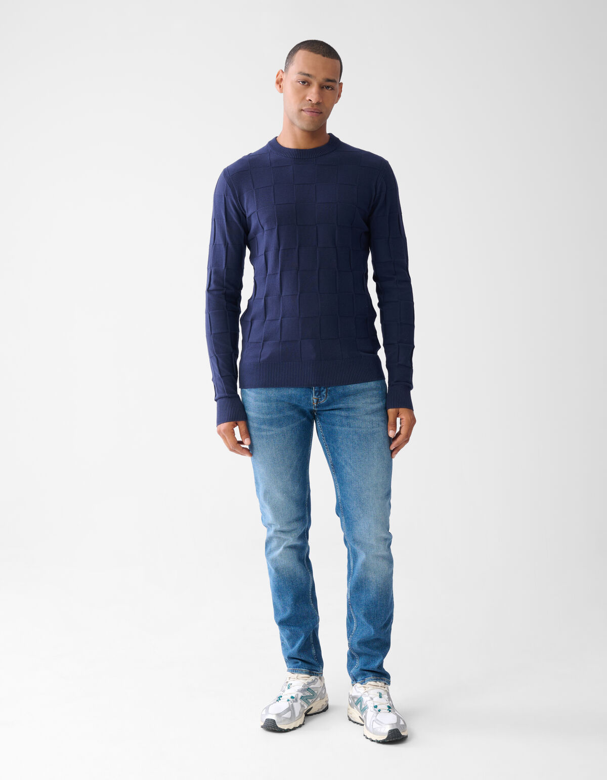 Struktur Pullover Dunkelblau SHOEBY MEN