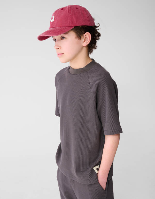 Waffelstruktur T-Shirt Dunkelgrau SHOEBY BOYS