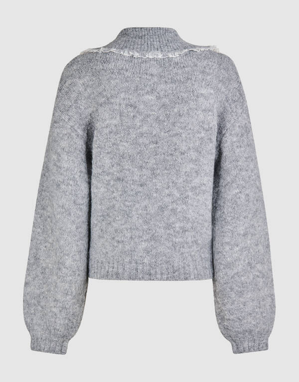 Collar Knit Pullover Hellgrau SHOEBY WOMEN