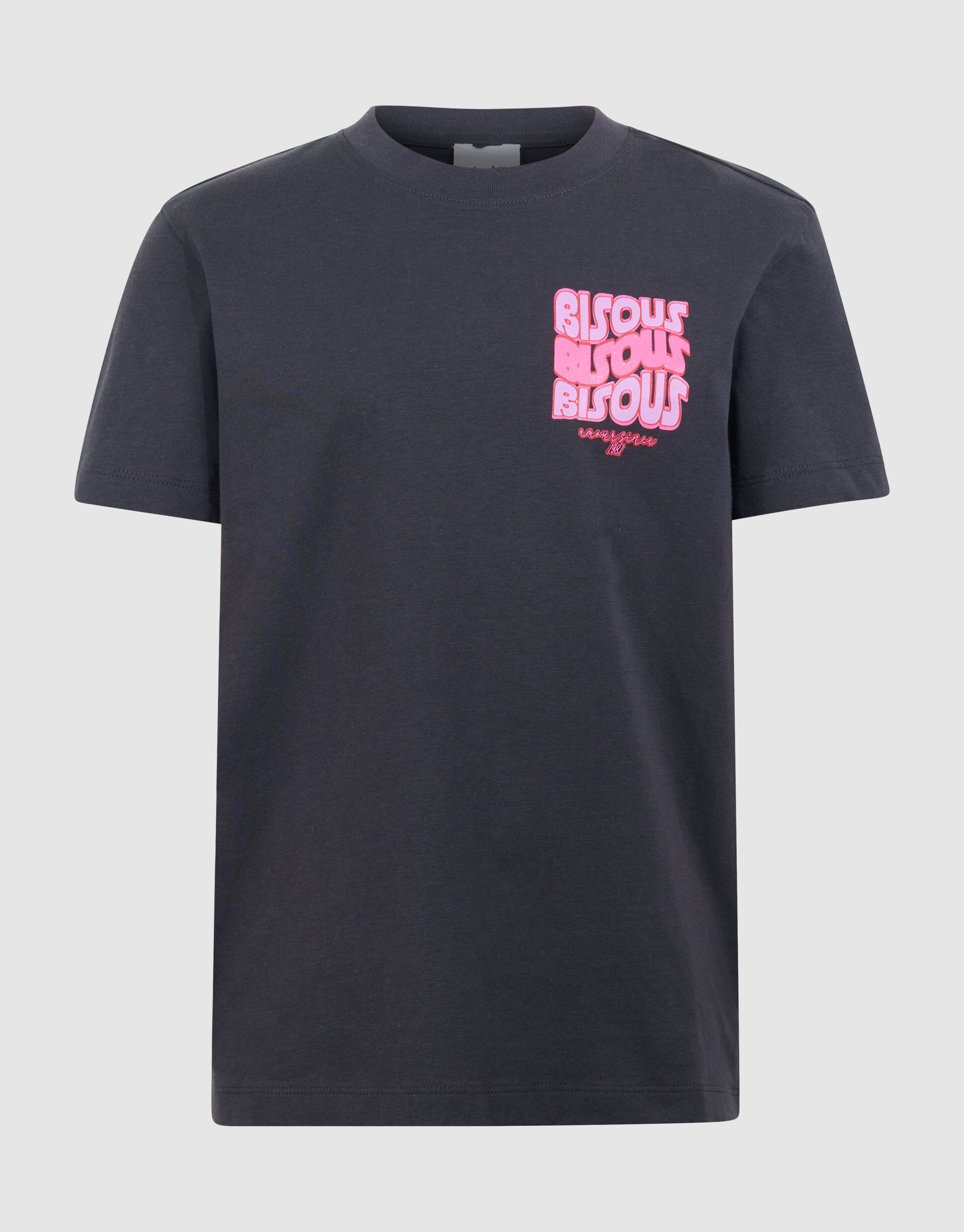 Bisous Glitter Artwork T-Shirt Dunkelgrau SHOEBY GIRLS