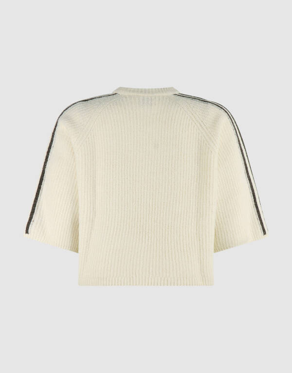 Gestreifte Kurzarm Pullover Ecru SHOEBY WOMEN