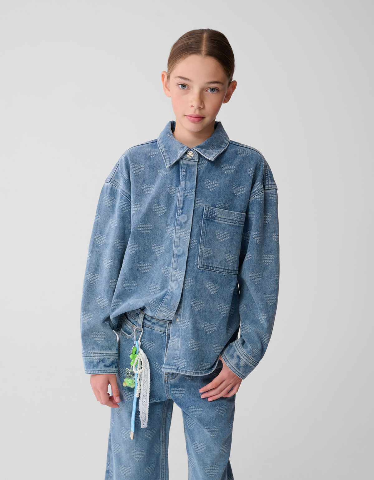 Herz-Jeansbluse Blau SHOEBY GIRLS