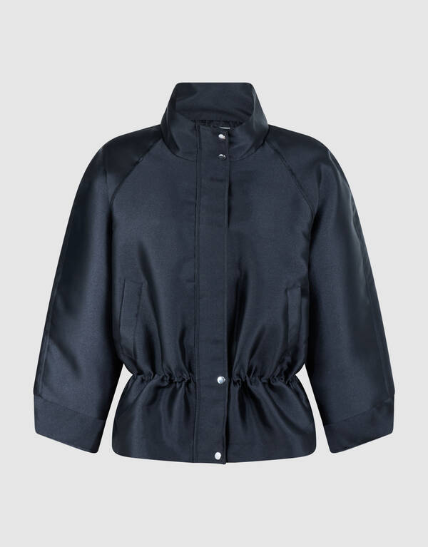 Jacke aus Satin-Twill mit Kordelzug Schwarz SHOEBY WOMEN