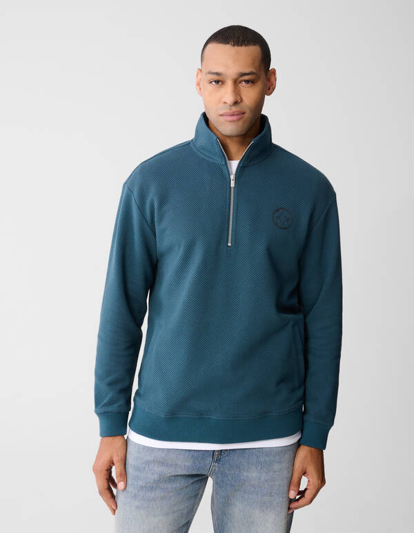 Halb-Zip-Pullover, dunkelgrün SHOEBY MEN
