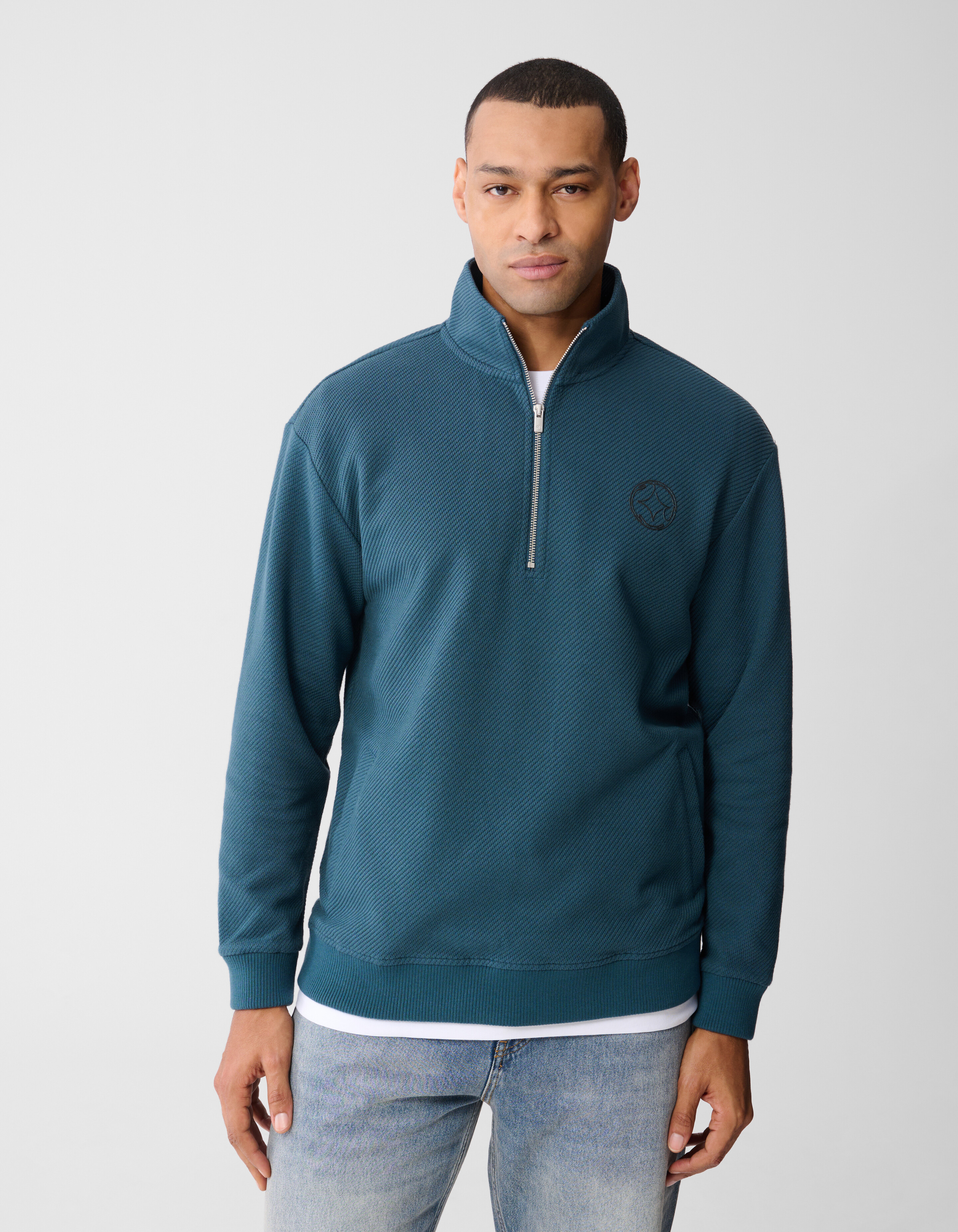 Halb-Zip-Pullover, dunkelgrün SHOEBY MEN