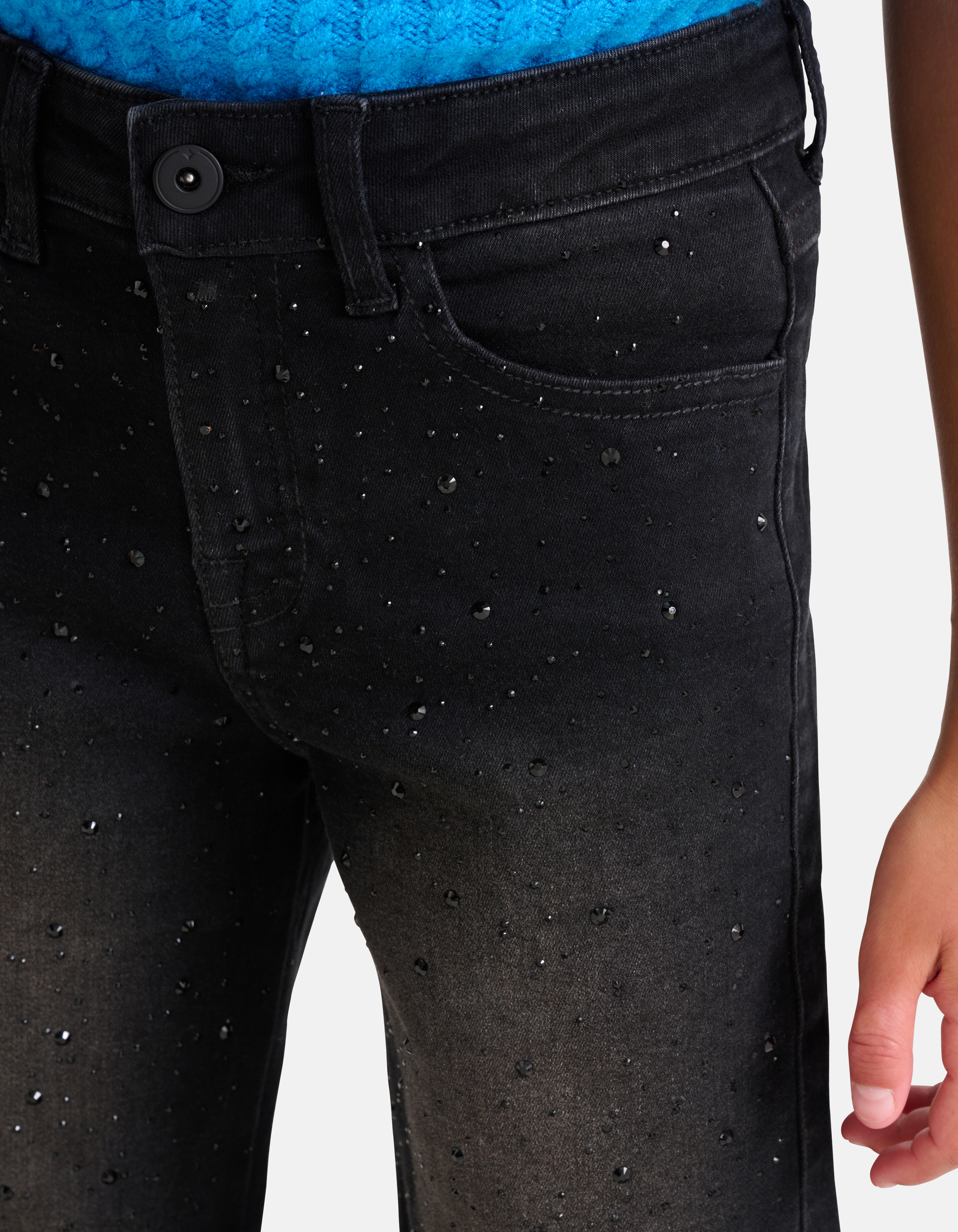 Strass Jeans mit weitem Bein Schwarz SHOEBY GIRLS