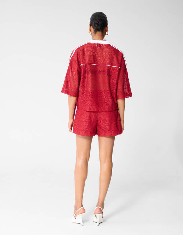 Sportliches Spitzen-T-Shirt Rot SHOEBY WOMEN