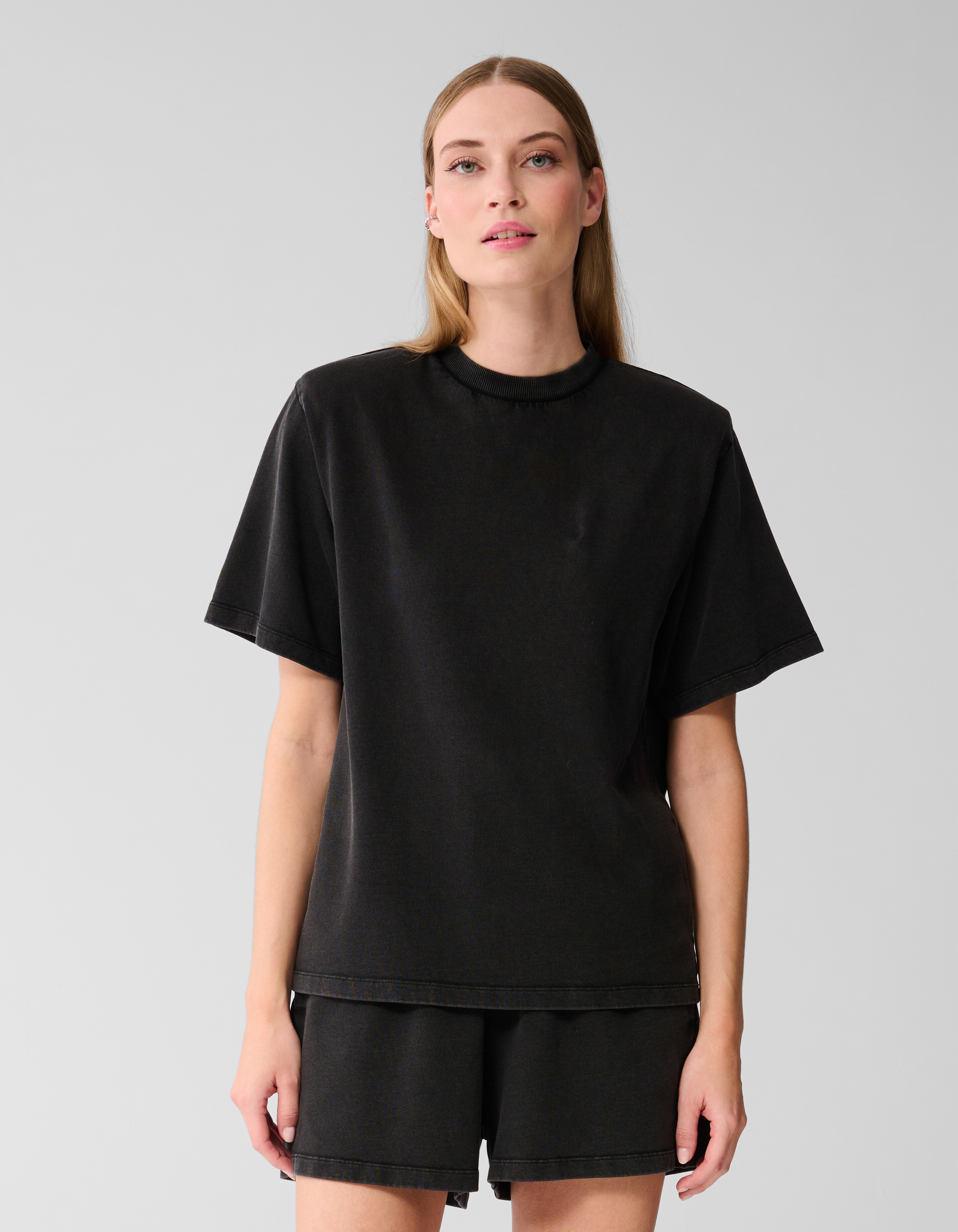 Gefüttertes gewaschenes Sweat-T-Shirt Donkergrijs SHOEBY WOMEN