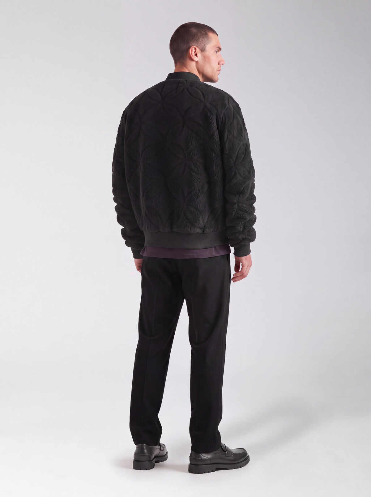 Teddy Jacquard Bomberjacke Dunkelgrau SHOEBY MEN
